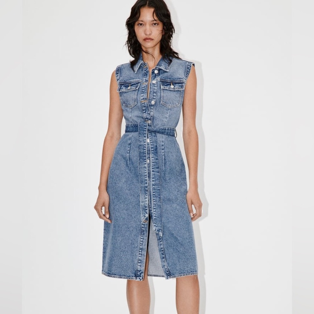 ZARA DENIM MIDI DRESS